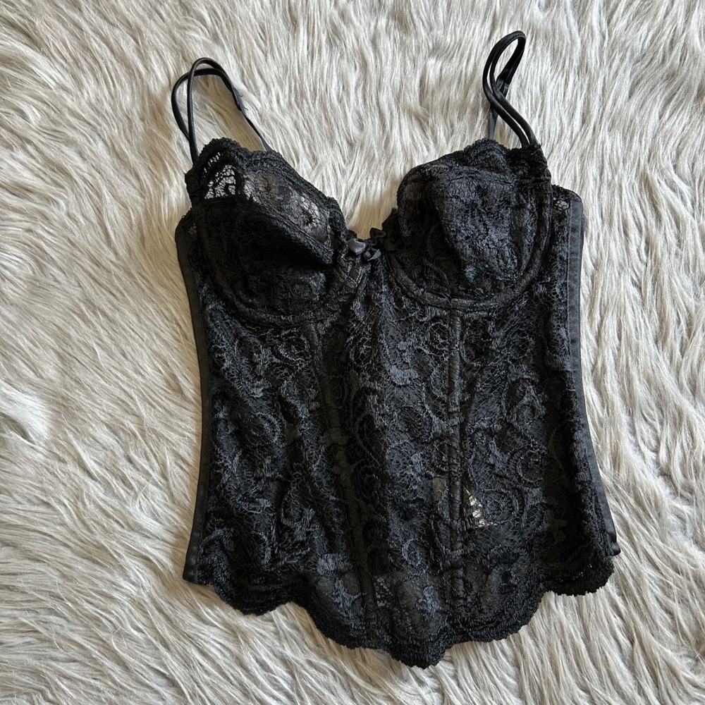 Vintage Victoria's Secret Corset Top‎ Womens Size 34C Floral Sheer Lace Lingerie